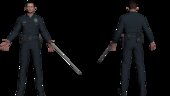 Policía patrullero T-1000 de Terminator 2 el juicio final de Mortal Kombat 1 con dedo aguja con brillo implementado CON EXPRESIONES FACIALES EN BOCA Y CEJAS